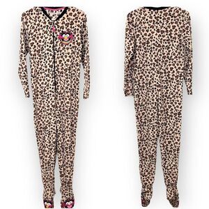 Disney Muppets Animal Fleece Zip Up Footie Pajamas Leopard Print Size XS
